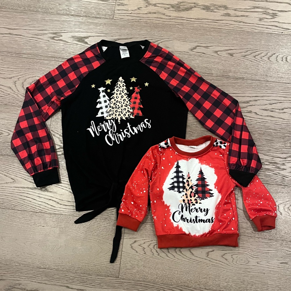 Mommy & Me Matching Christmas Tree Shirts | Women Size S & Child Size 3T / 4T